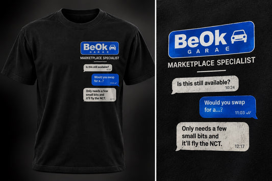 Marketplace Specialist black T-shirt front print design mockup